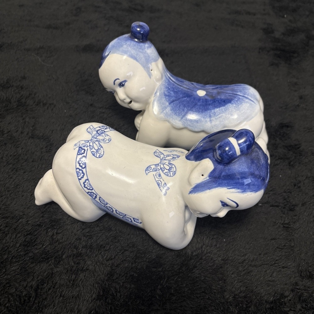 Vintage Pair Chinese Opium‎ Pillow Headrest Porcelain 9''